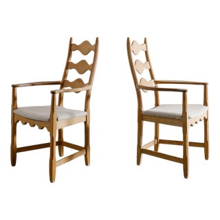 Danish Mid-Century Wooden Razorblade Armchairs by Henning Kjaernulf, 1950s, Set of 2 For Sale