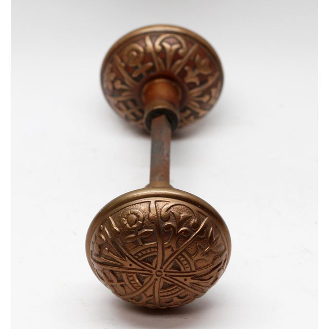 Antique Lockwood Polished Bronze Entry Door Knobs For Sale - Image 4 of 5