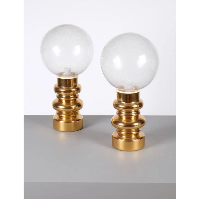 Gold Swedish Ceramic and Glass Table Lamps, 1970s, Set of 2 For Sale - Image 8 of 10