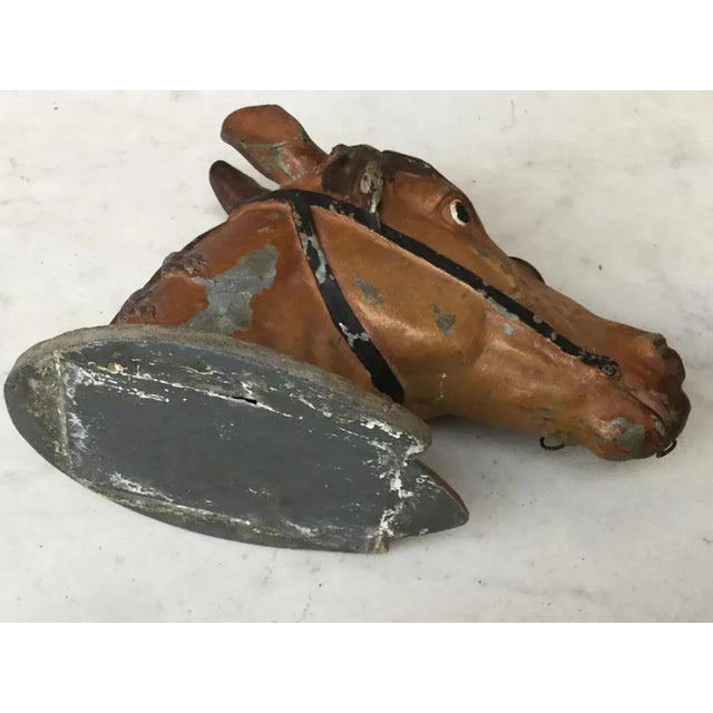 Metal 19th Century Painted Metal Horse Head For Sale - Image 7 of 8