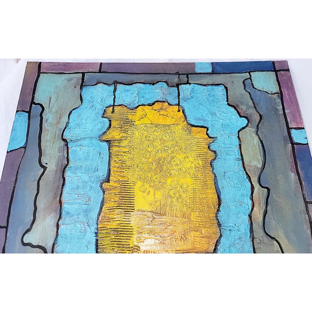 Fun shape and texture acrylic on masonite abstract painting by Florida artist, Dan Bennett. 3 dimensional texture will add...