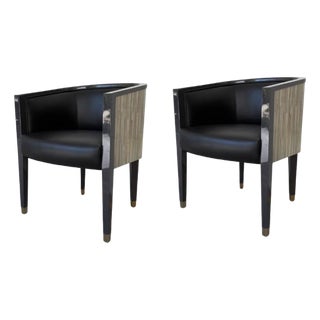 Jonathan Charles Terra Barrel Back Dining Chairs Pair For Sale