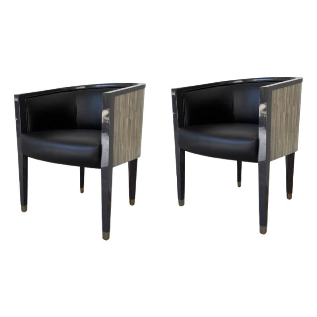 Jonathan Charles Terra Barrel Back Dining Chairs Pair For Sale