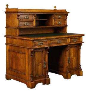 Antique Wilhelminian Oak Secretaire Desk
