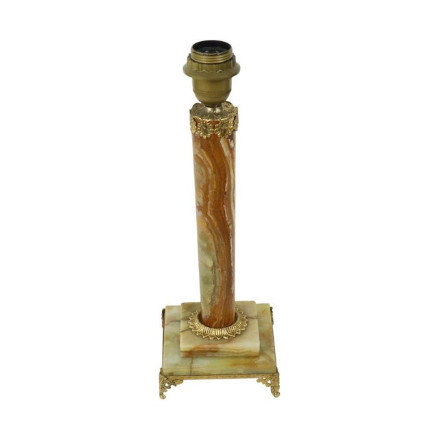 Baroque Onyx and Brass Column Table Lamp, 1950s For Sale - Image 3 of 17
