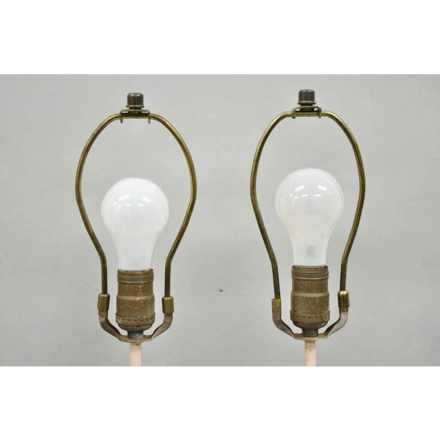 Antique French Renaissance Figural Spelter Metal Figural Cherub Table Lamps Pair For Sale - Image 11 of 12