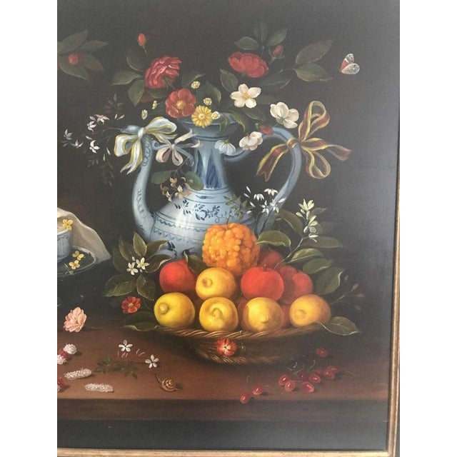 20th Century Still Life of Fruit, Flowers and Pottery For Sale - Image 4 of 8