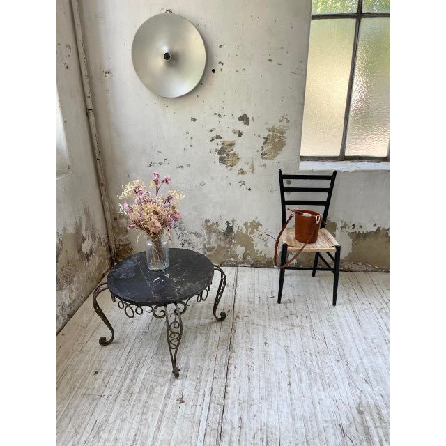 Metal and Black Marble Coffee Table by René Drouet, 1960s For Sale - Image 3 of 18