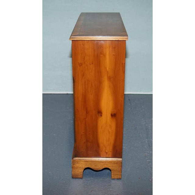 Vintage Burr Yew Wood Open Dwarf Library Bookcase with Two Drawers For Sale - Image 4 of 13