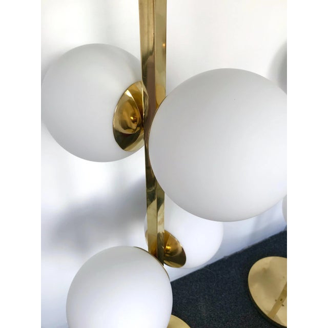 Contemporary Brass Floor Lamps Opaline Ball, Italy For Sale - Image 12 of 12