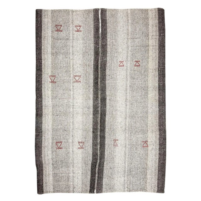 Textile Gray & Black Vintage Kilim Rug For Sale - Image 7 of 7