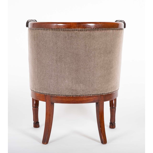 Brown Early 19th Century Pair of French Mahogany Armchairs With Rams Heads Attributed to Jacob Desmalter For Sale - Image 8 of 13