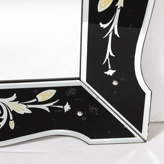 Hollywood Shadow Box Mirror in Reverse Etched & Beveled Eglomise Detailing For Sale - Image 9 of 17