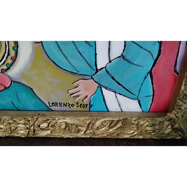 This artwork is an original oil painting by the renowned American folk and self-taught visionary artist Lorenzo Scott...