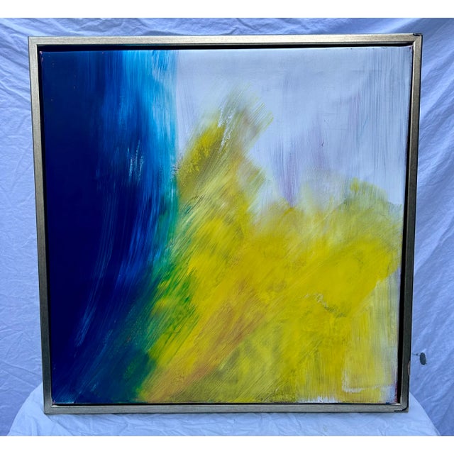 1970's Original Modern Abstract Acrylic on Canvas, Framed For Sale - Image 9 of 9
