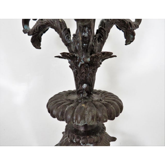 Maitland - Smith 1 of 2 Huge Rare Maitland Smith Bronze Candelabra With Dolphins Candle Holders For Sale - Image 4 of 8