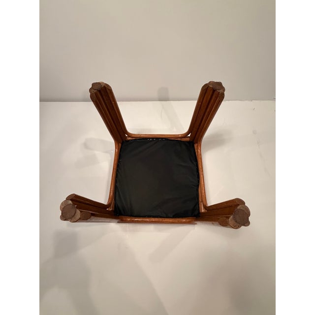 Wood Rattan and Upholstered Benches- A Pair For Sale - Image 7 of 7