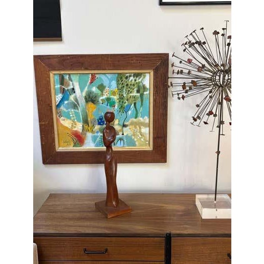 Hand Carved Teak Sculpture of Woman, Mid-Century Modern, USA, 1968 For Sale In Philadelphia - Image 6 of 6