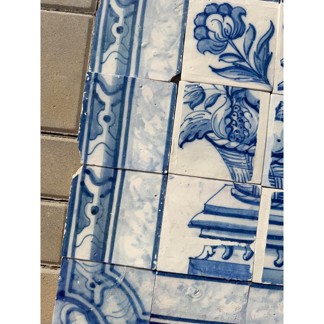 Baroque Antique 18th Century Portuguese Baroque Blue & White Fruit Basket Tile Panel For Sale - Image 3 of 14