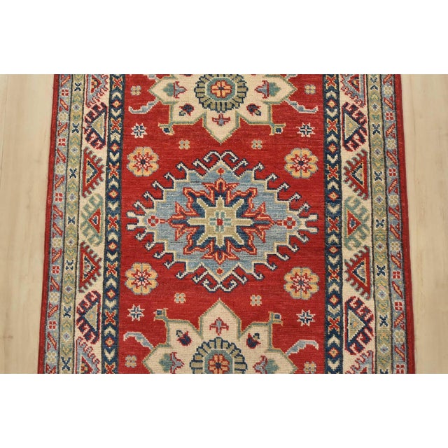 2020s Kazak Runner 2’8” X 6’4” Red Wool Tribal Hand-Knotted Oriental Rug For Sale - Image 5 of 12