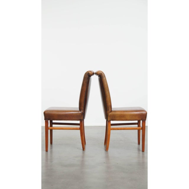 Sheepskin Dining Chairs with Decorative Nails, Set of 6 For Sale - Image 5 of 16