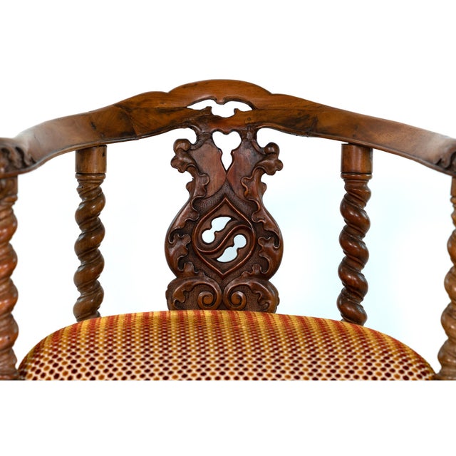 Gothic Revival Yew Tub Chair With Barley‑Twist Supports, Circa 1880 For Sale - Image 10 of 18