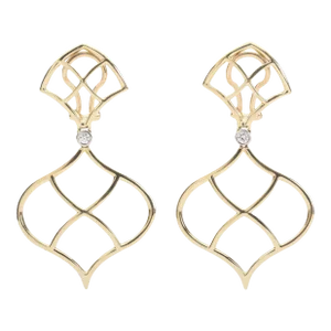 18kt Yellow Gold Woven Gold Drop Earrings for clip or pierced - A Pair