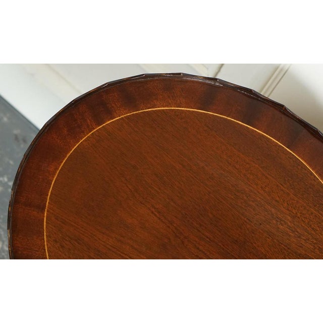 Flamed Hardwood Oval Pie Crust Side End Lamp Table For Sale - Image 9 of 11