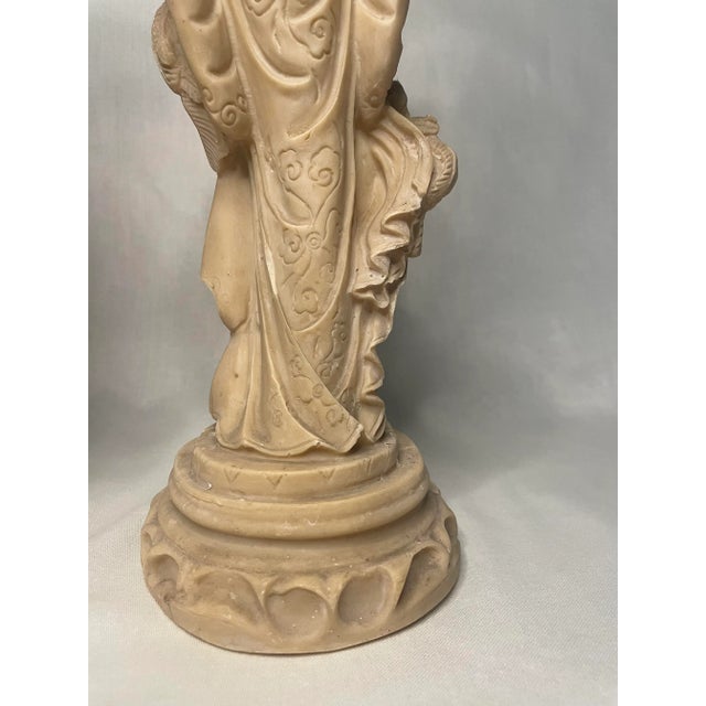 Pair of Asian Chinoiserie Cream Tabletop Figurines For Sale - Image 10 of 11