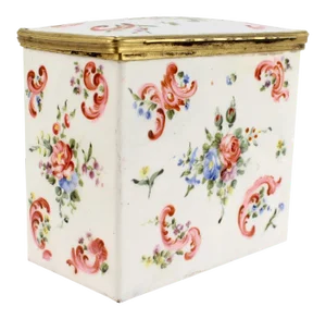 Antique English or French Enamel Bronze Mounted Tea Caddy Box