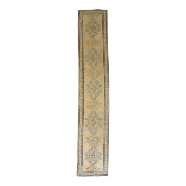 Antique Zabihi Collection Long Turkish Oushak Runner - 3'2" x 17'5" For Sale