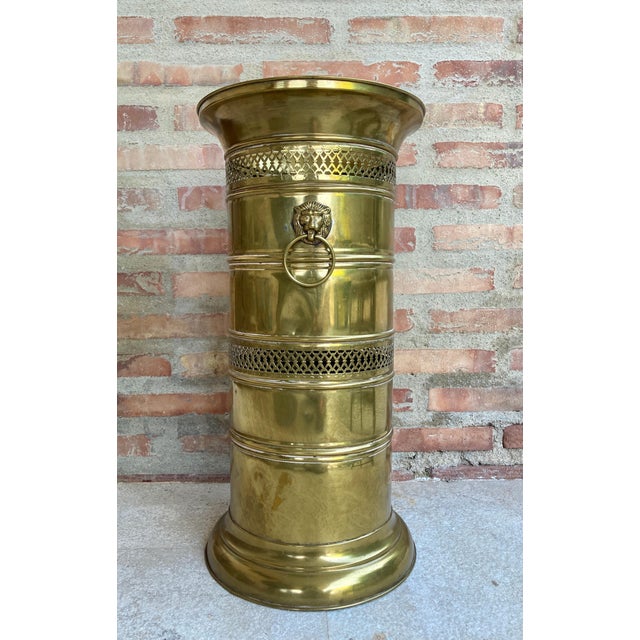 20th Century Round Brass Umbrella Stand For Sale - Image 18 of 18