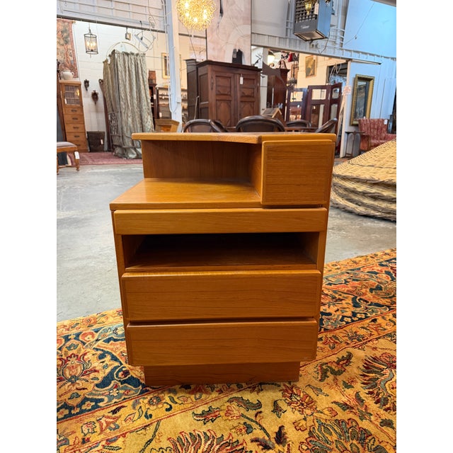1970s Pair Vintage 1970s Scan Coll Danish Modern Teak 3-Drawer Nightstands For Sale - Image 5 of 12