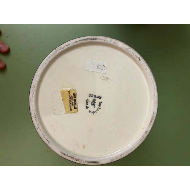 Pair of matching ceramic Cachepot from John Rosselli antiques with tags on base. Each measures 5” wide and 5” tall. In...