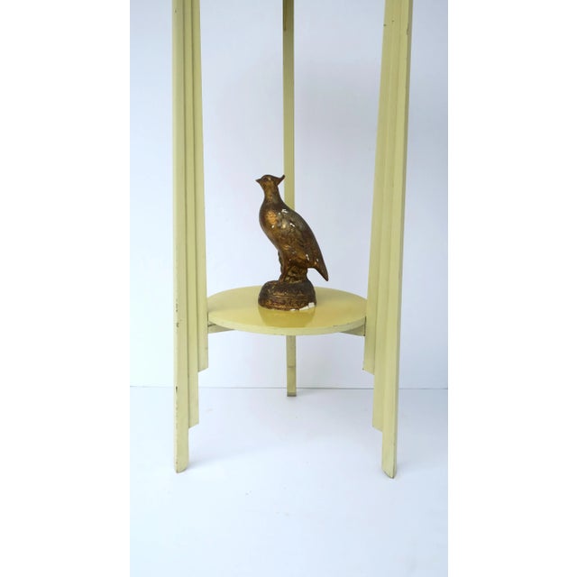 Yellow Art Deco Column Pillar Pedestal Stand With Lower Shelf, 1 of 2 Available For Sale - Image 10 of 13