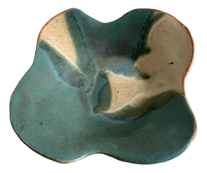 Handmade Wavy Ceramic Dish in Blue and Neutral, Britain, 1960s