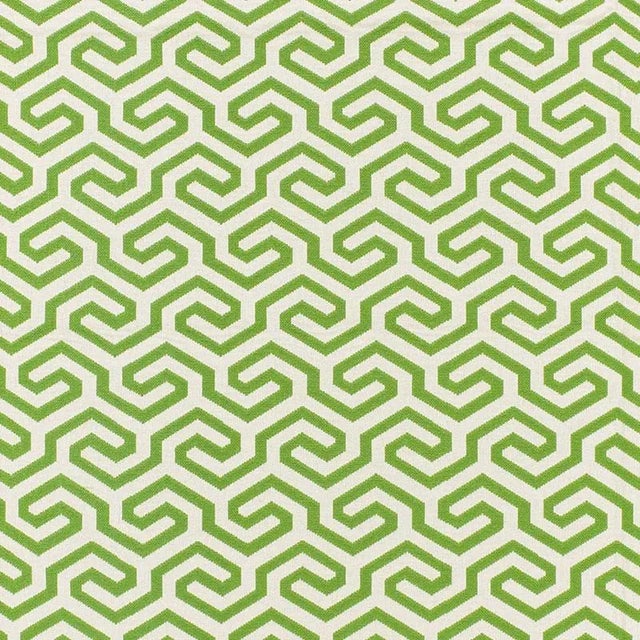 Sample - Schumacher Ming Fret Fabric in Grass For Sale