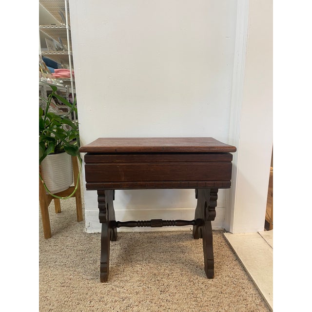 Antique Eastlake Style Decorative Wooden Bench With Hidden Storage Compartment and Ornate Base For Sale - Image 4 of 10