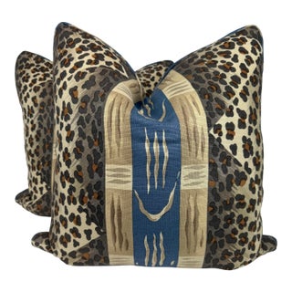 Clarence House "Mozambique" in Blue 22" Pillows-a Pair For Sale