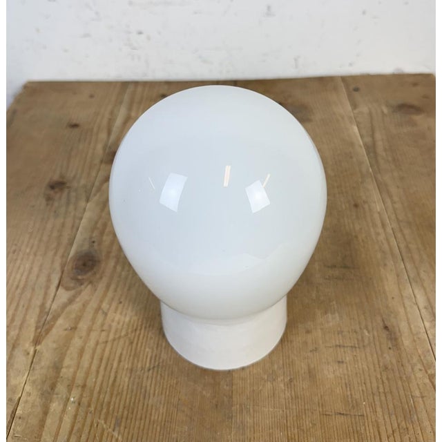 Industrial Vintage White Porcelain Ceiling Light, 1970s For Sale - Image 3 of 11