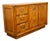 Mid Century Modern Credenza Dresser Cabinet Solid Oak 3 Drawer Wood Brass Trim For Sale