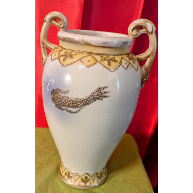 Mid‑Century Moriage Dragon Vase With Gold Relief, Made in Japan For Sale - Image 6 of 6