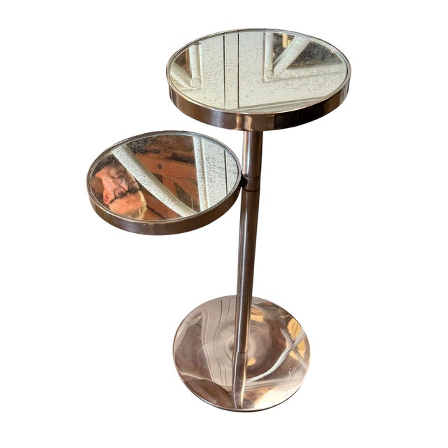 2000 - 2009 Pair of Modern Designer Mirrored Cocktail End Tables For Sale - Image 5 of 5