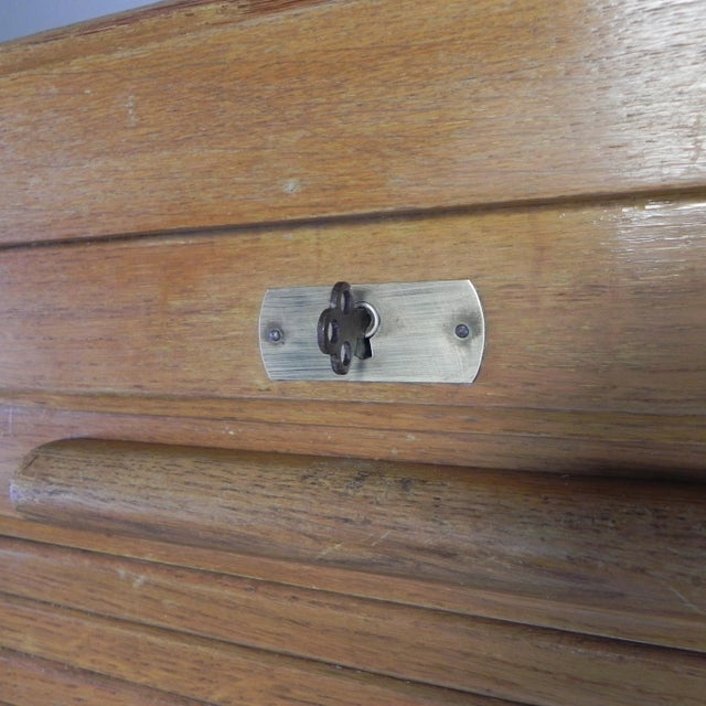 Oak Roller Shutter Box, 1930s For Sale - Image 6 of 18