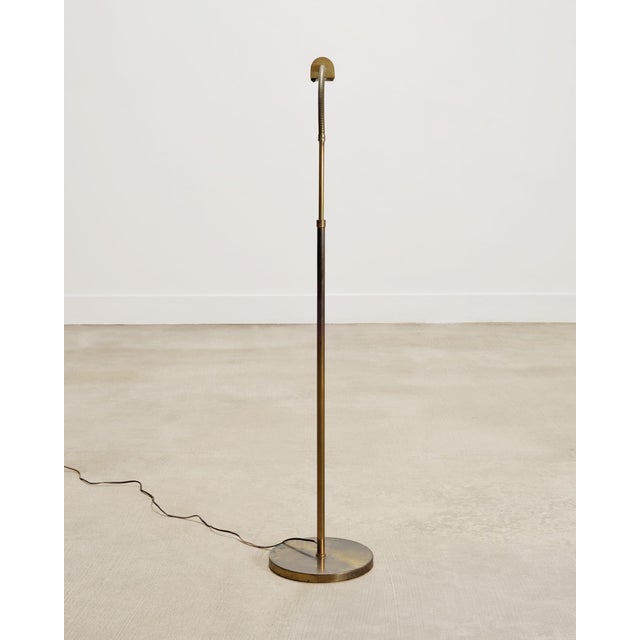 Mid-Century Patinated Brass Adjustable Pharmacy Floor Lamp For Sale - Image 16 of 16