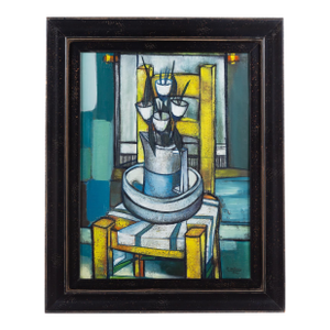 Large Still Life Mid 20th Century Oil Painting by French Artist Rene Couturier