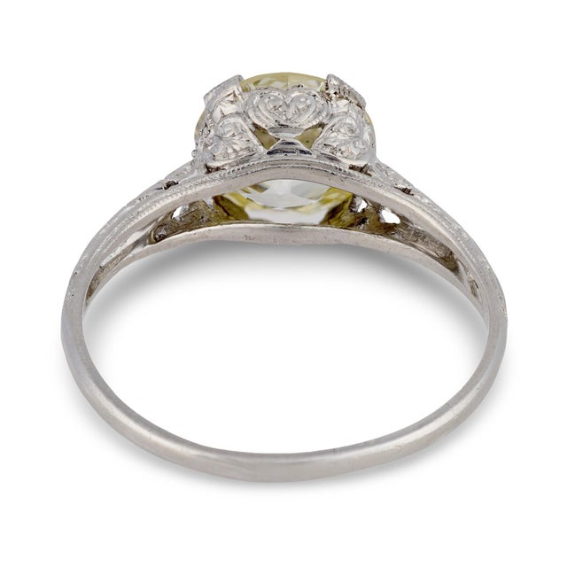 1930s Art Deco Gia 2.40 Carat Old European Cut Diamond Platinum Engagement Ring, Size 8 For Sale In Los Angeles - Image 6 of 7