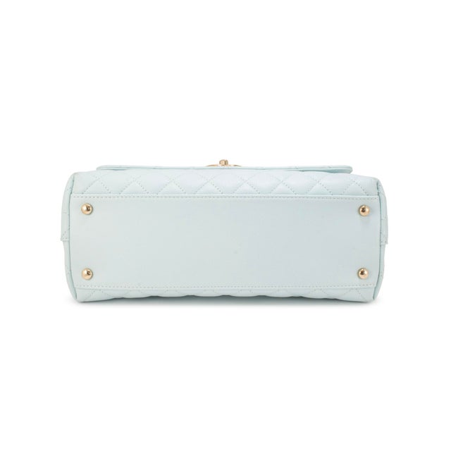 Chanel Coco Handle Medium Flap Caviar Leather Light Blue Gold-Tone Hardware Bag For Sale In Houston - Image 6 of 15