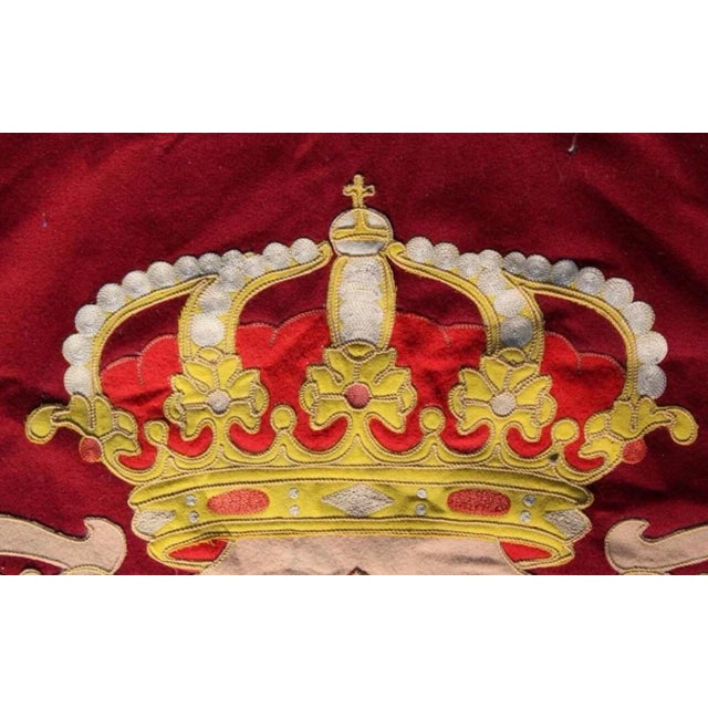 Monumental Spanish Royal Armorial Appliqué Textile With Order of the Golden Fleece, C. 1868, 78” × 70” For Sale - Image 4 of 9