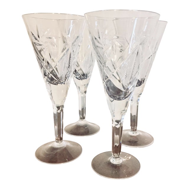 Pinwheel Cut Crystal Champagne Flute Set of 4 Chairish